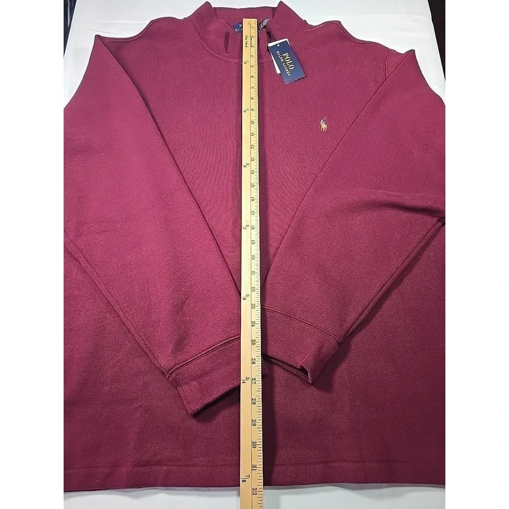 NWT Polo Ralph Lauren‎ 1/4 Zip Sweater Maroon Big 3XLT Old Money